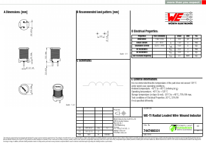 7447480331 Datasheet PDF Wurth Elektronik GmbH & Co. KG, Germany.