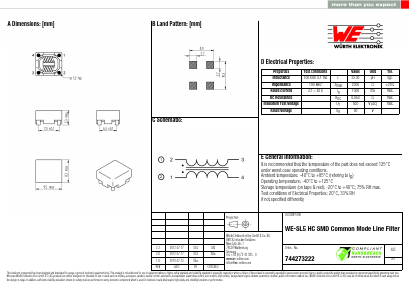 744273222 Datasheet PDF Wurth Elektronik GmbH & Co. KG, Germany.