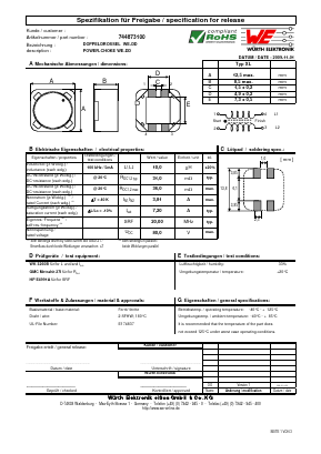 744873100 Datasheet PDF Wurth Elektronik GmbH & Co. KG, Germany.