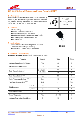 10N60 Datasheet PDF Jiangsu Donghai Semiconductor Technology Co.,Ltd