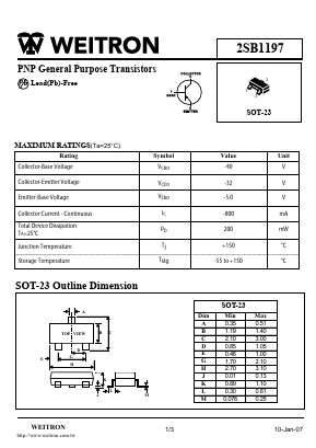 2SB1197 Datasheet PDF Weitron Technology