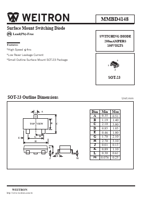 MMBD4148 Datasheet PDF Weitron Technology