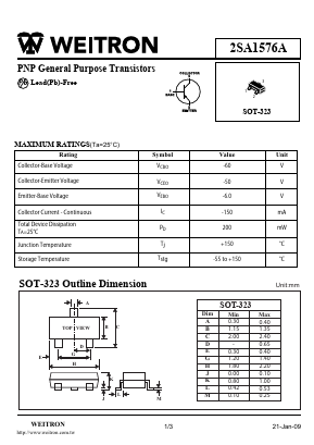 2SA1576A Datasheet PDF Weitron Technology