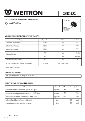 2SB1132 Datasheet PDF Weitron Technology