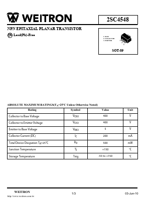 2SC4548 Datasheet PDF Weitron Technology