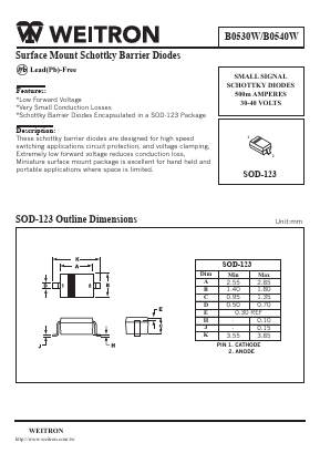 B0530W Datasheet PDF Weitron Technology