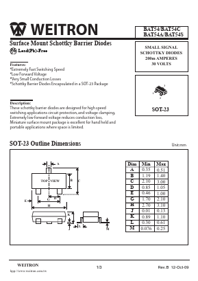 BAT54S Datasheet PDF Weitron Technology
