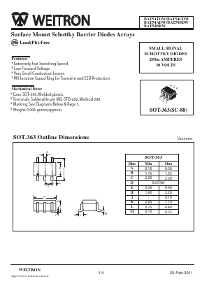 BAT54BRW Datasheet PDF Weitron Technology
