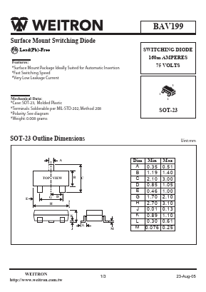 BAV199 Datasheet PDF Weitron Technology