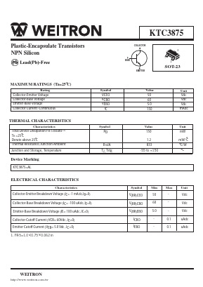 KTC3875 Datasheet PDF Weitron Technology