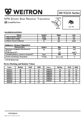 MUN2216 Datasheet PDF Weitron Technology