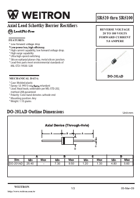 SR520 Datasheet PDF Weitron Technology