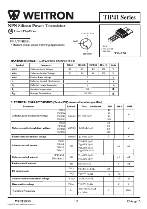 TIP41C Datasheet PDF Weitron Technology