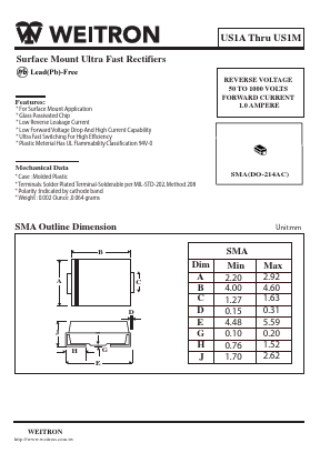 US1A Datasheet PDF Weitron Technology
