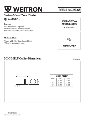 ZMM5225B Datasheet PDF Weitron Technology
