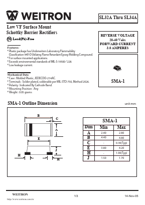 SL32A Datasheet PDF Weitron Technology