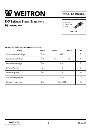 2SB649 Datasheet PDF Weitron Technology