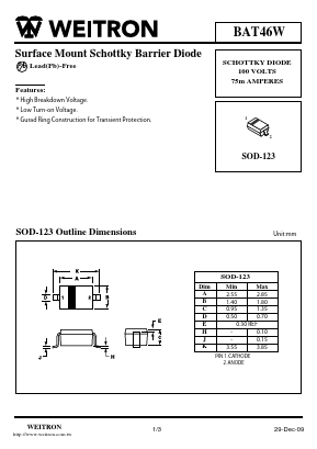 BAT46W Datasheet PDF Weitron Technology
