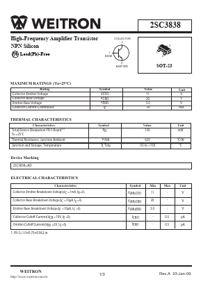 2SC3838 Datasheet PDF Weitron Technology