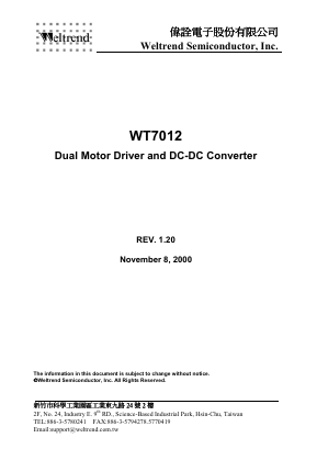 WT7012 Datasheet PDF Weltrend Semiconductor