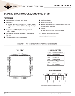 WS512K32-G2T25IA Datasheet PDF White Electronic Designs => Micro Semi