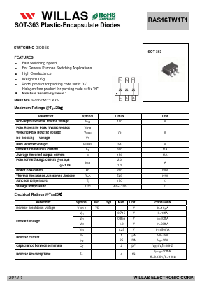 BAS16TW1T1 Datasheet PDF Willas Electronic Corp.