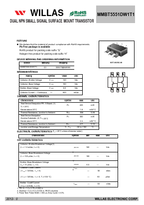 MMBT5551DW1T1 Datasheet PDF Willas Electronic Corp.