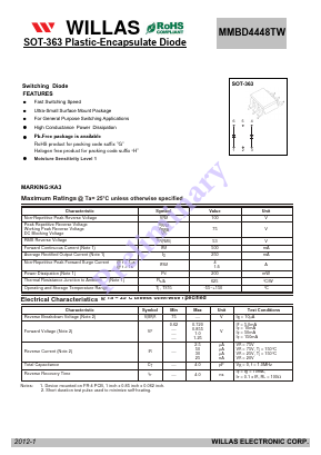 MMBD4448TW Datasheet PDF Willas Electronic Corp.