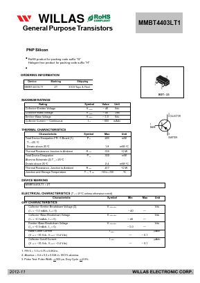 MMBT4403LT1 Datasheet PDF Willas Electronic Corp.