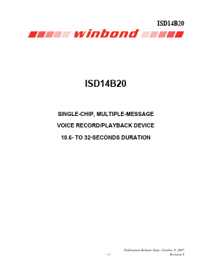 ISD14B20X Datasheet PDF Winbond