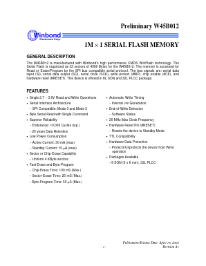 W45B012P Datasheet PDF Winbond