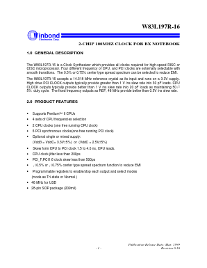 W83L197R-16 Datasheet PDF Winbond