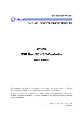 W6694 Datasheet PDF Winbond