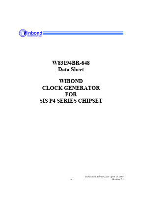 W83194BR-648 Datasheet PDF Winbond