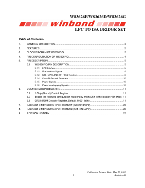 W83626D Datasheet PDF Winbond