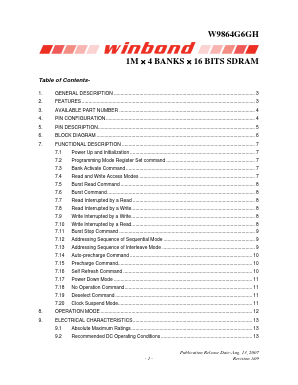 W9864G6GH-6I Datasheet PDF Winbond