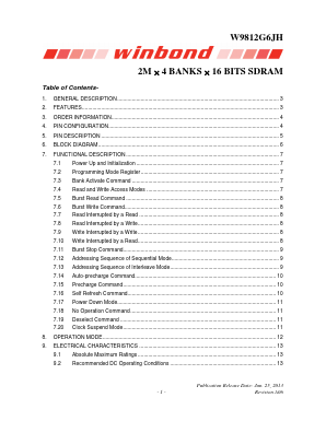 W9812G6JH-5 Datasheet PDF Winbond