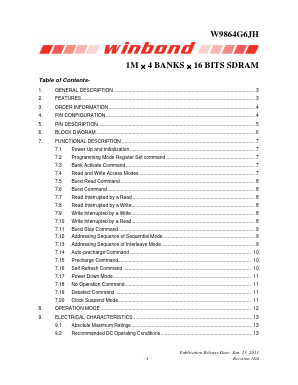 W9864G6JH-5 Datasheet PDF Winbond
