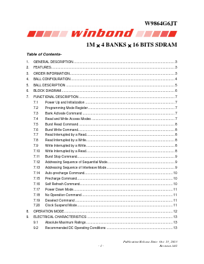W9864G6JT-6A Datasheet PDF Winbond