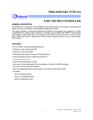 W78C516P-24 Datasheet PDF Winbond