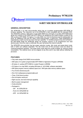 W78LE58P Datasheet PDF Winbond