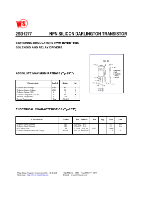 2SD1277 Datasheet PDF Wing Shing International Group