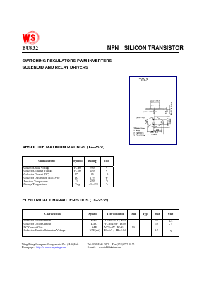 BU932 Datasheet PDF Wing Shing International Group