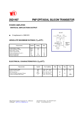 D1407 Datasheet PDF Wing Shing International Group