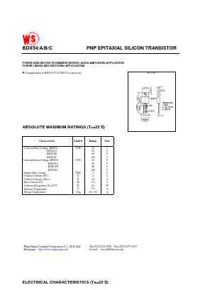 BDX54 Datasheet PDF Wing Shing International Group