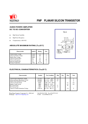 MJ15023 Datasheet PDF Wing Shing International Group