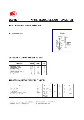 2SD313 Datasheet PDF Wing Shing International Group