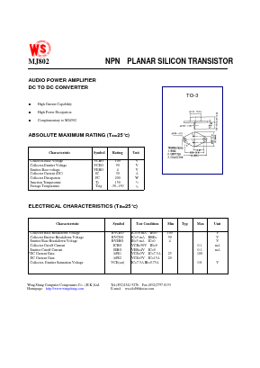 MJ802 Datasheet PDF Wing Shing International Group