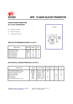 2SC2921 Datasheet PDF Wing Shing International Group