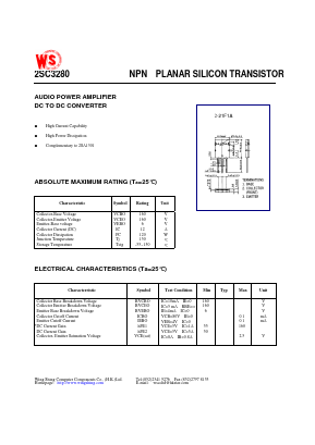 2SC3280 Datasheet PDF Wing Shing International Group